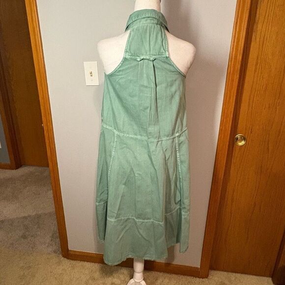 Pilcro Anthropologie sleeveless halter swing midi dress green size XS petite NEW - Picture 4 of 12